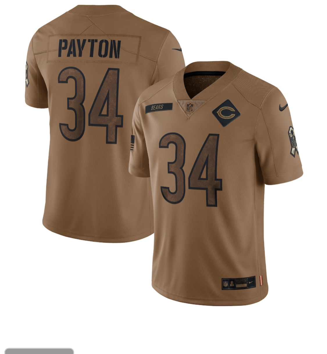 Men Chicago Bears 34 Payton brown Nike 2023 Salute To Service Limited NFL Jersey new style